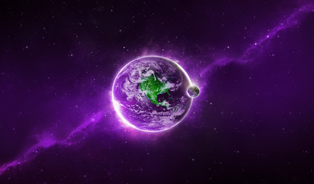 Purple Space Planet for 1024 x 600 widescreen resolution