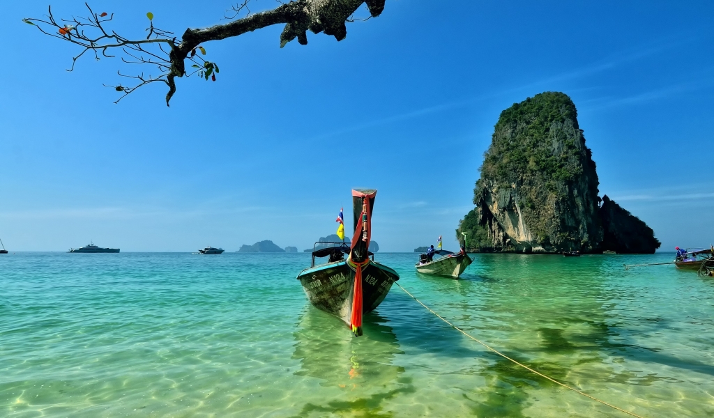 Railay Beach Thailand for 1024 x 600 widescreen resolution