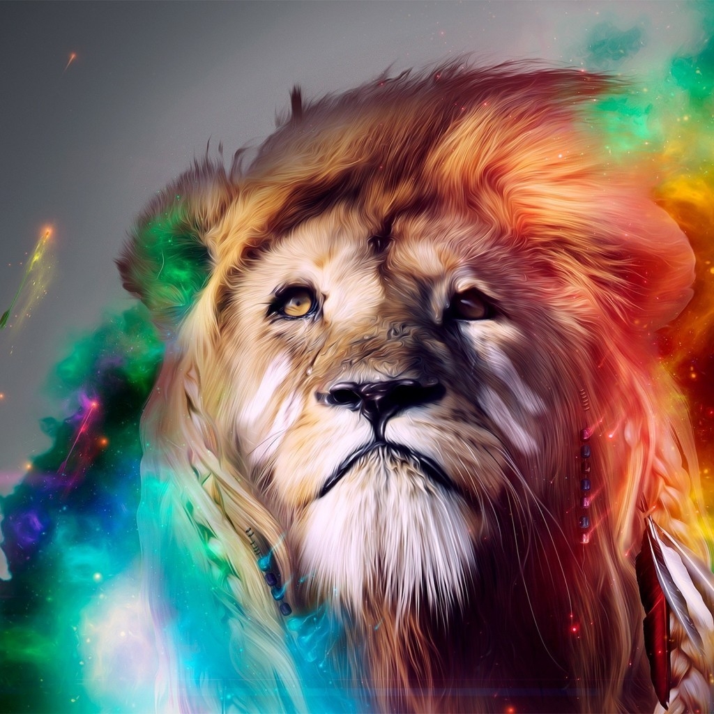 Rainbow Lion for 1024 x 1024 iPad resolution