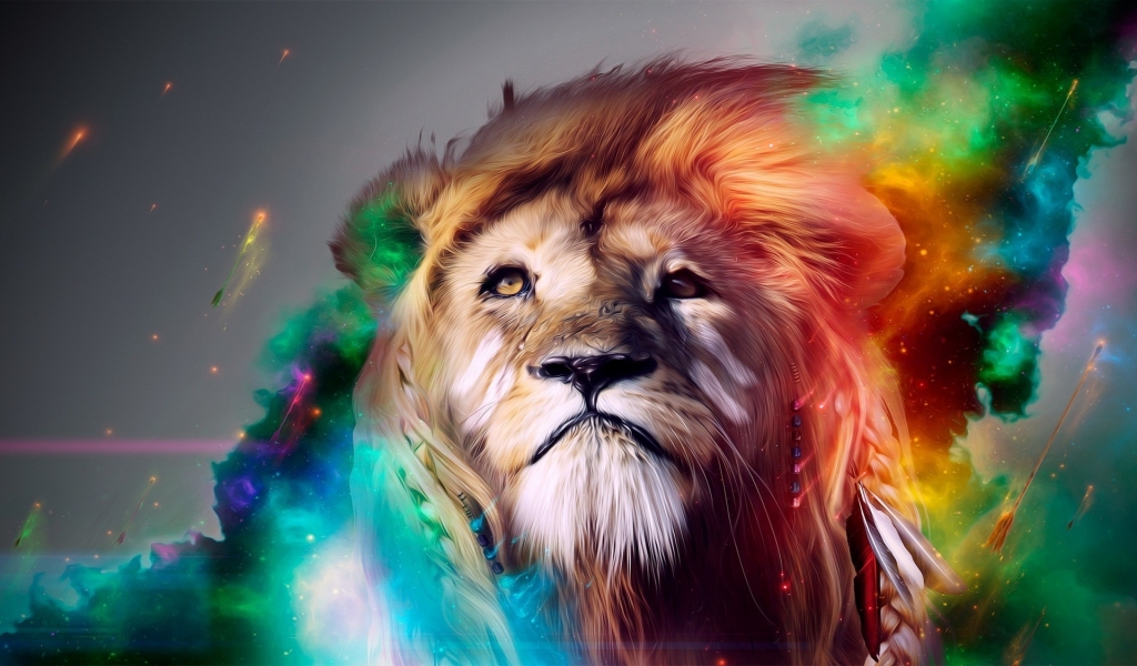 Rainbow Lion for 1024 x 600 widescreen resolution