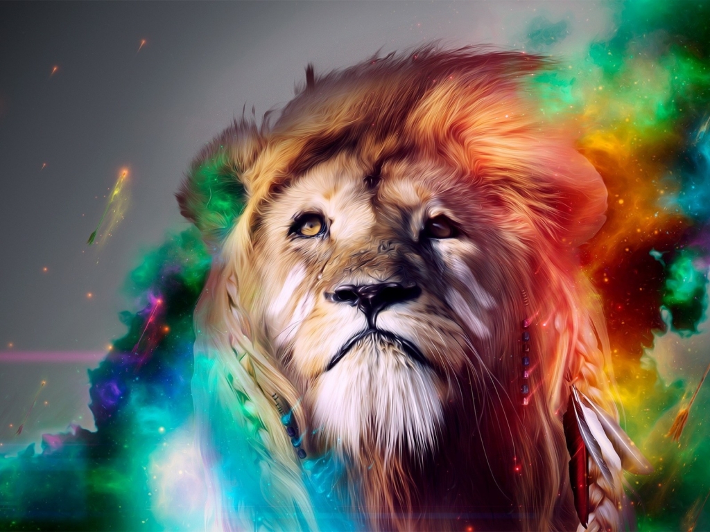 Rainbow Lion for 1024 x 768 resolution