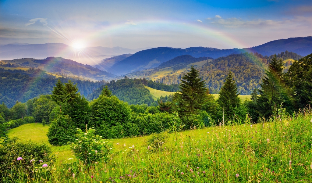 Rainbow Over the Mountains  for 1024 x 600 widescreen resolution