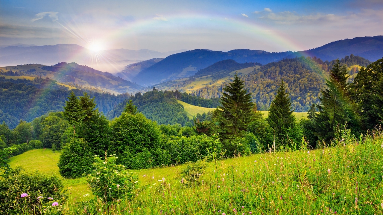 Rainbow Over the Mountains  for 1280 x 720 HDTV 720p resolution