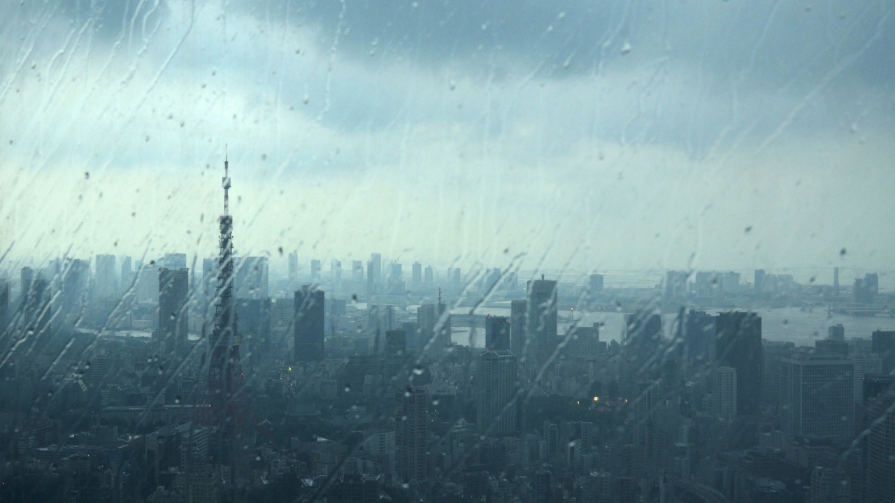 Rainy City View for 1280 x 720 HDTV 720p resolution