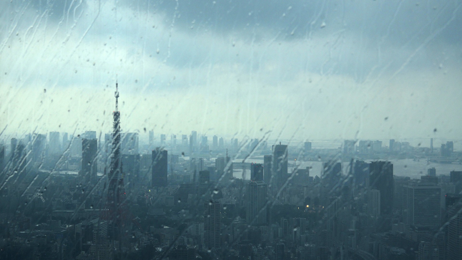 Rainy City View for 1920 x 1080 HDTV 1080p resolution