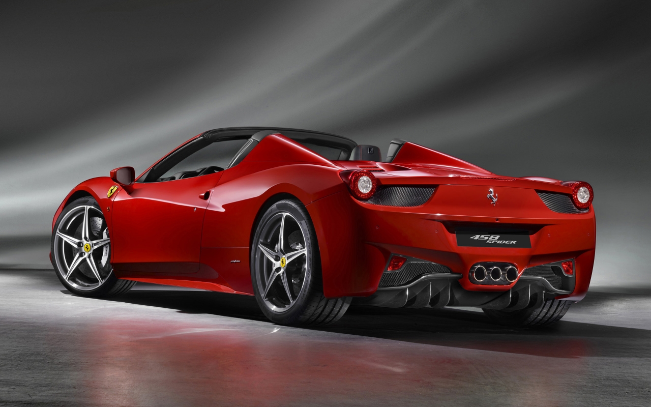 Rear of Ferrari 458 Spider for 1280 x 800 widescreen resolution