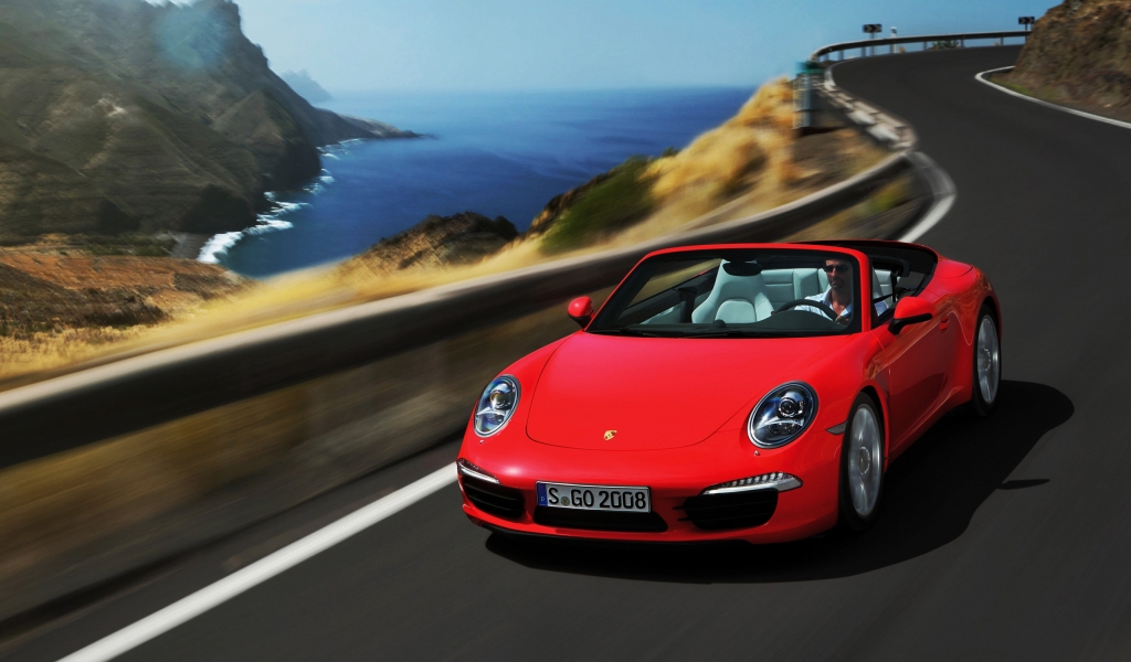 Red 2012 Porsche 911 Carrera S Cabriolet for 1024 x 600 widescreen resolution