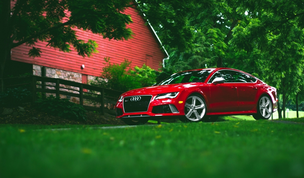 Red Audi RS7 for 1024 x 600 widescreen resolution