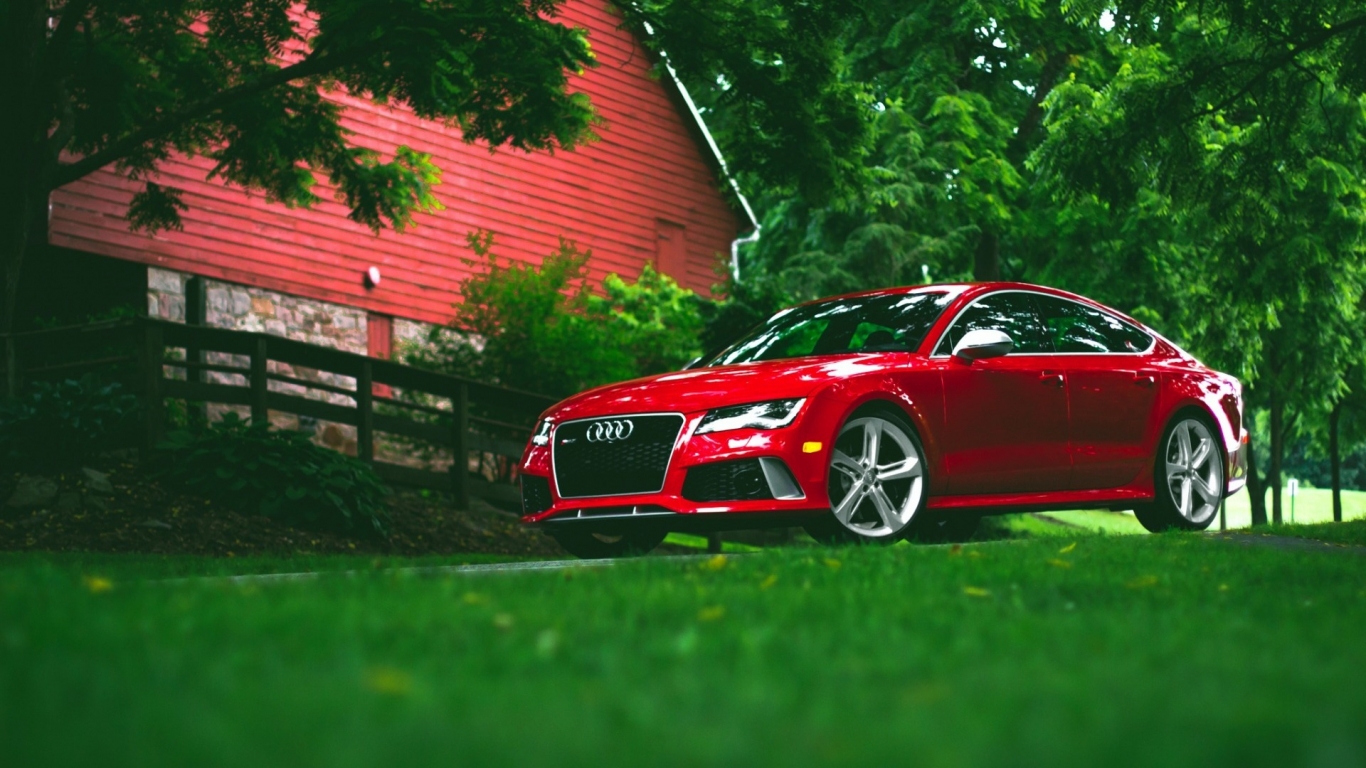 Red Audi RS7 for 1366 x 768 HDTV resolution