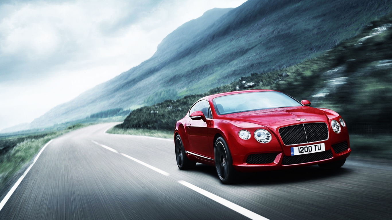 Red Bentley Continental for 1366 x 768 HDTV resolution