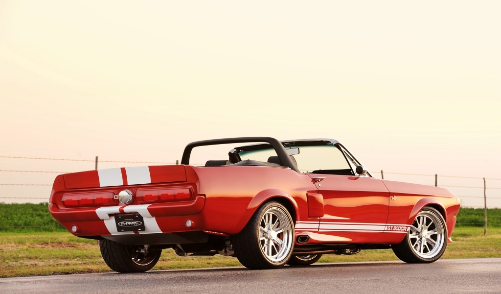 Red Convertible Ford Mustang for 1024 x 600 widescreen resolution