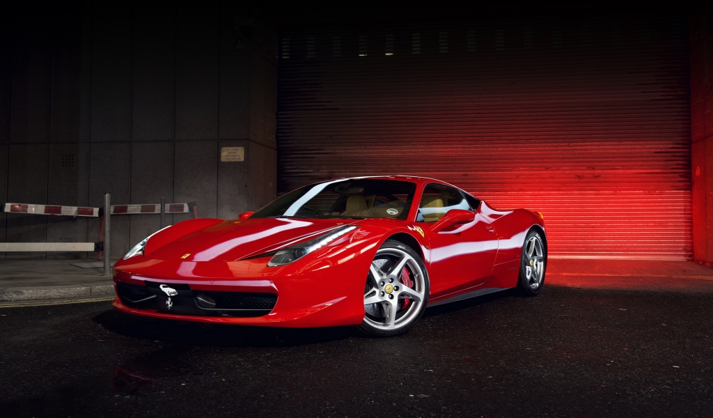 Red Ferrari 458 Italia for 1024 x 600 widescreen resolution