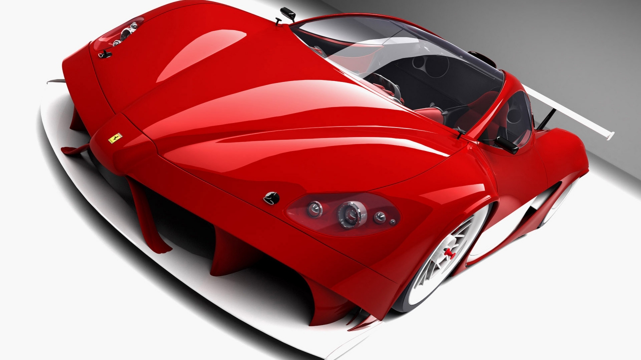 Red Ferrari Front Angle for 1280 x 720 HDTV 720p resolution