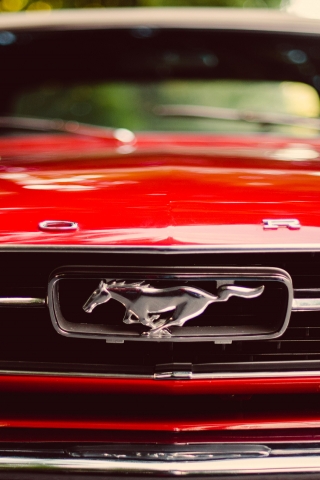 Red Ford Mustang  for 320 x 480 iPhone resolution