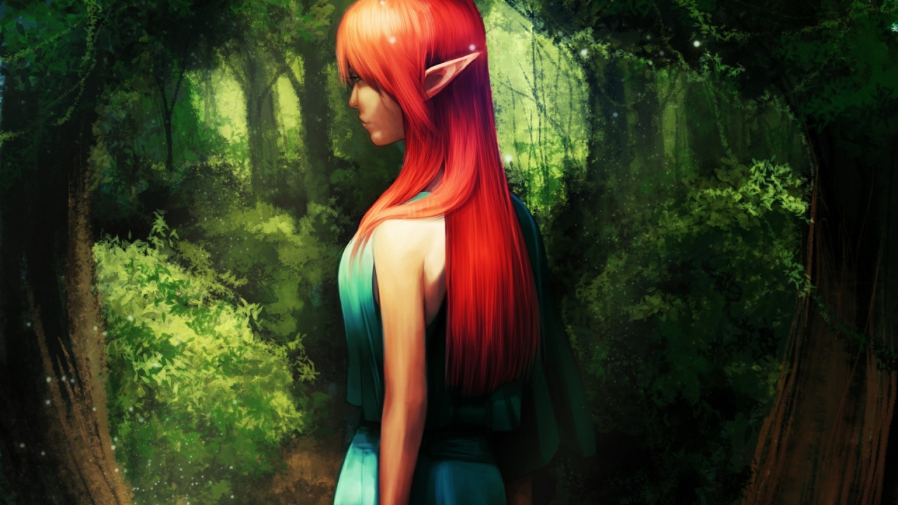 Red Hair Anime Girl for 1280 x 720 HDTV 720p resolution