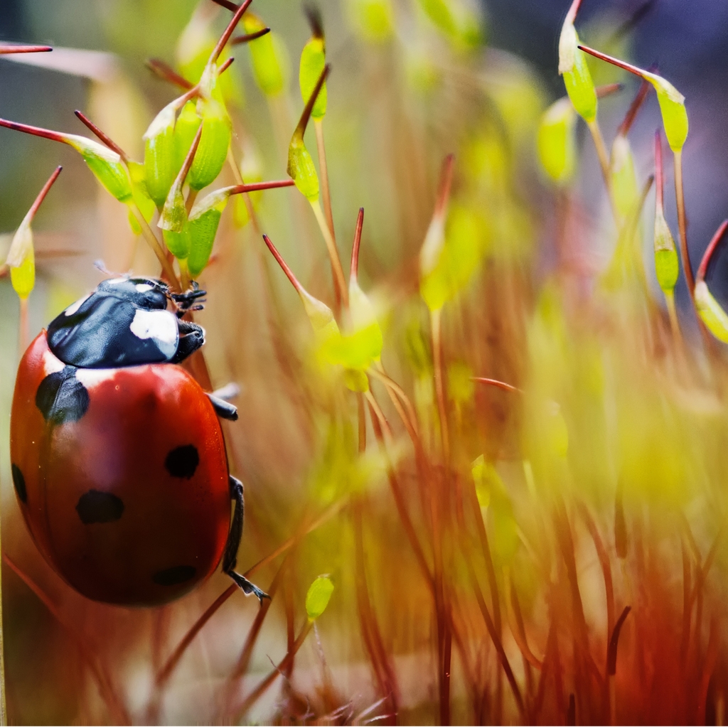 Red Ladybug Macro Photo for 1024 x 1024 iPad resolution