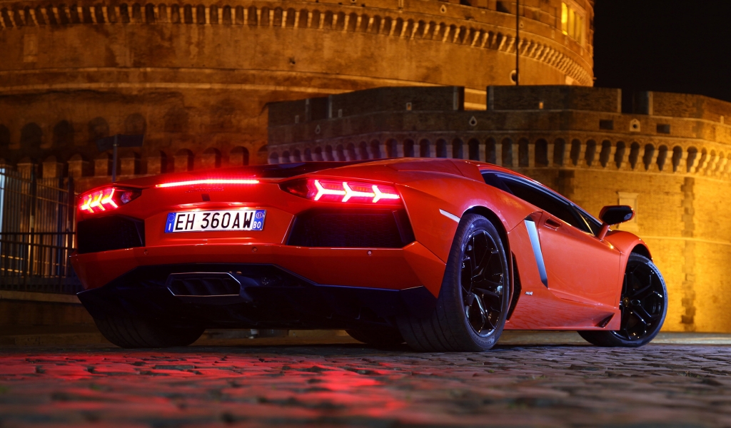 Red Lamborghini Aventador for 1024 x 600 widescreen resolution