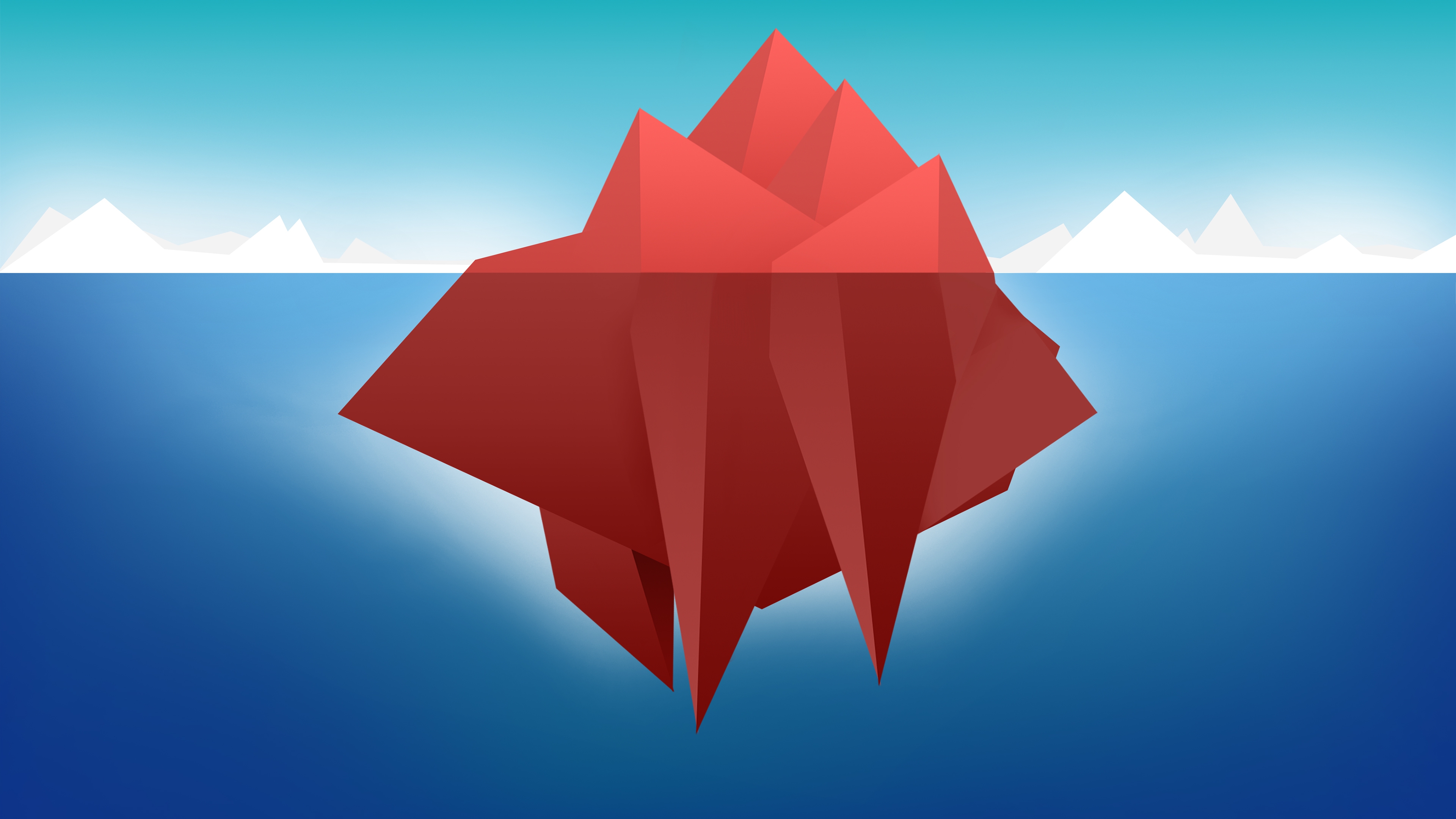 Red Minimal Iceberg for 3840 x 2160 Ultra HD resolution