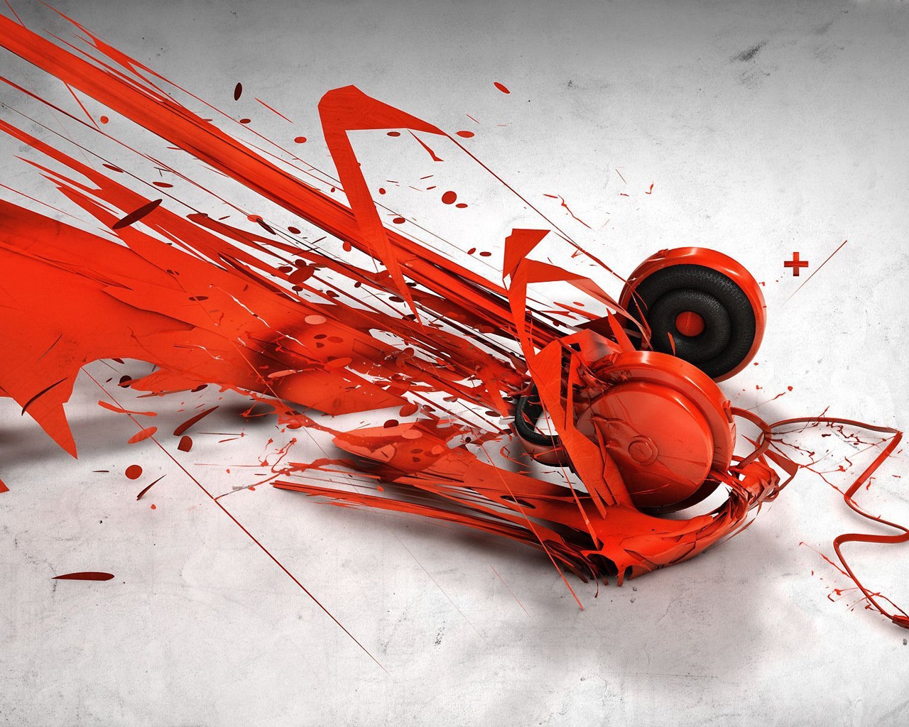 Red Music Headphones for 1280 x 1024 resolution
