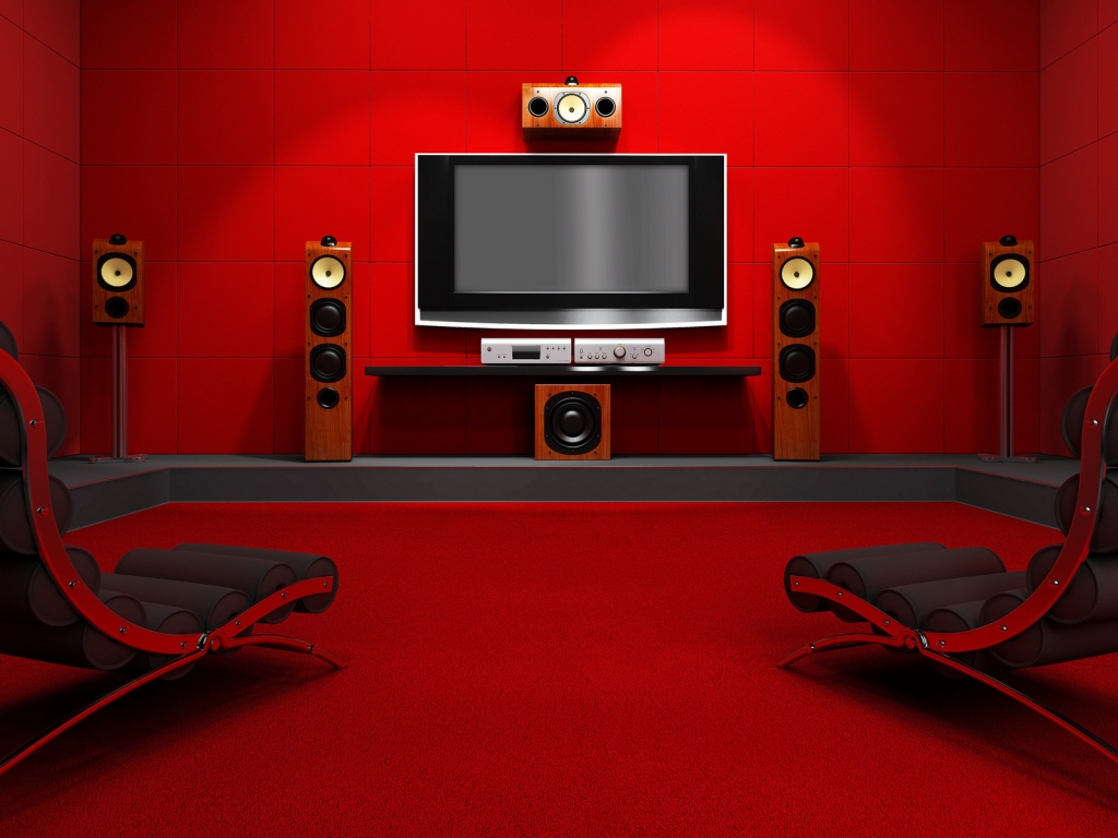 Red Room With Home Cinema for 1024 x 768 resolution