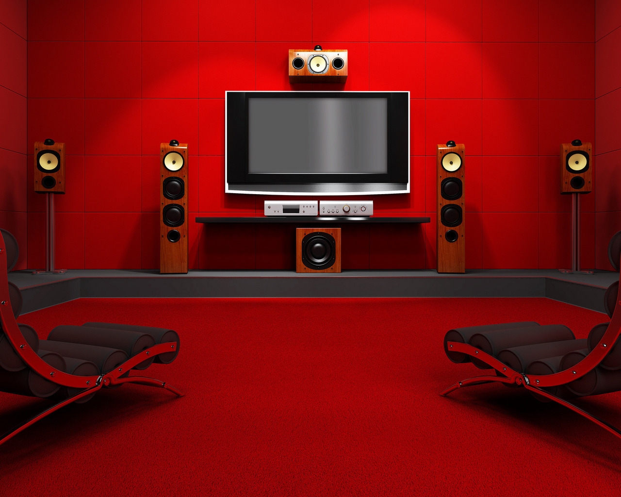Red Room With Home Cinema for 1280 x 1024 resolution