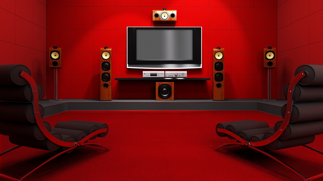Red Room With Home Cinema for 1366 x 768 HDTV resolution