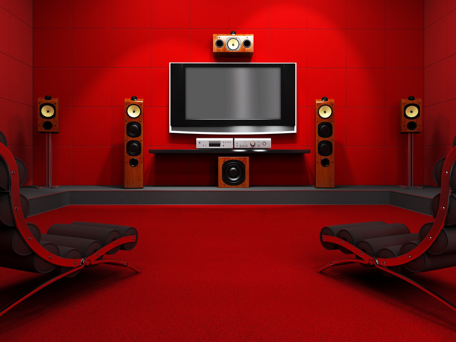 Red Room With Home Cinema for 1600 x 1200 resolution