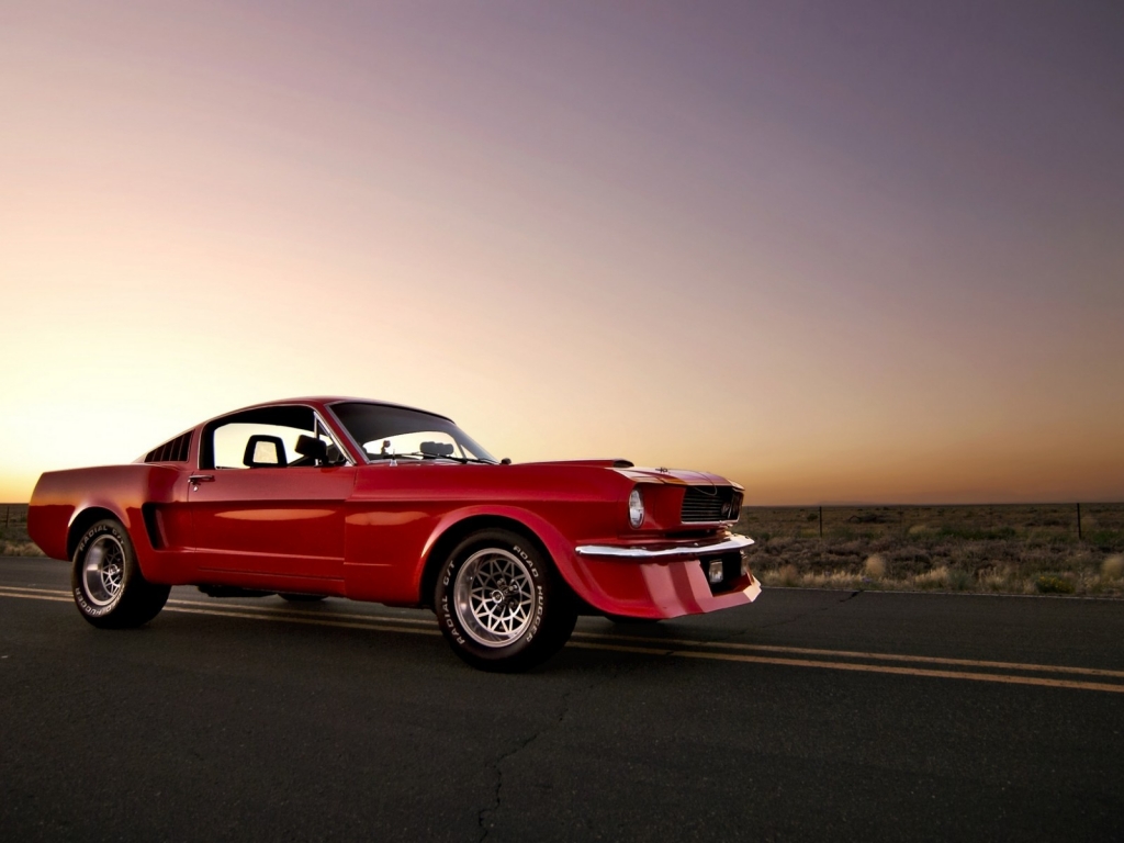 Red Vintage Ford Mustang for 1024 x 768 resolution