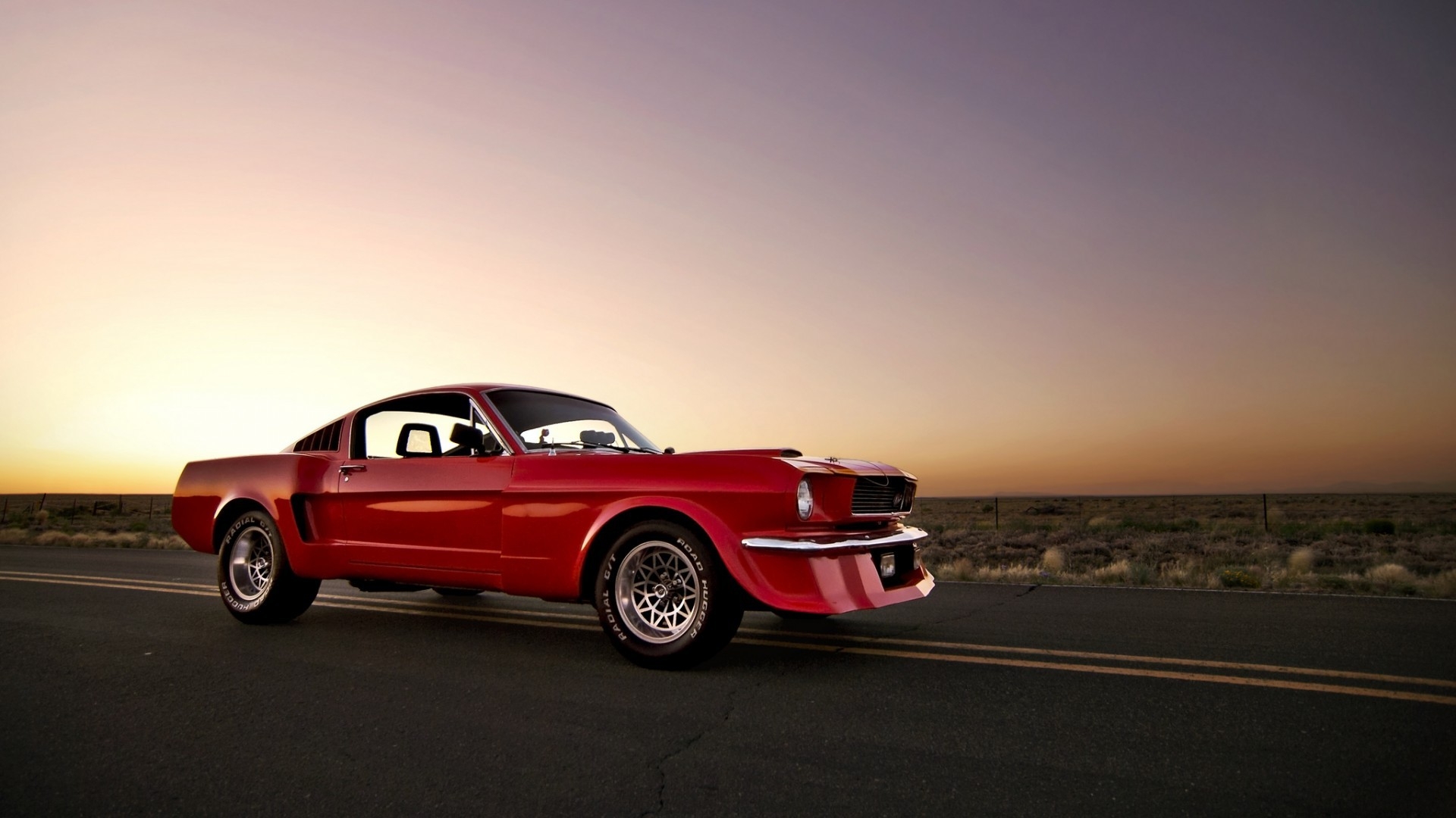 Red Vintage Ford Mustang for 1920 x 1080 HDTV 1080p resolution