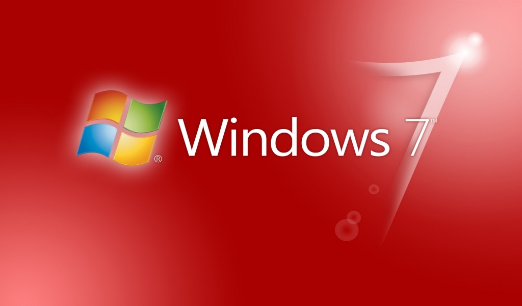 Red Windows 7 for 1024 x 600 widescreen resolution
