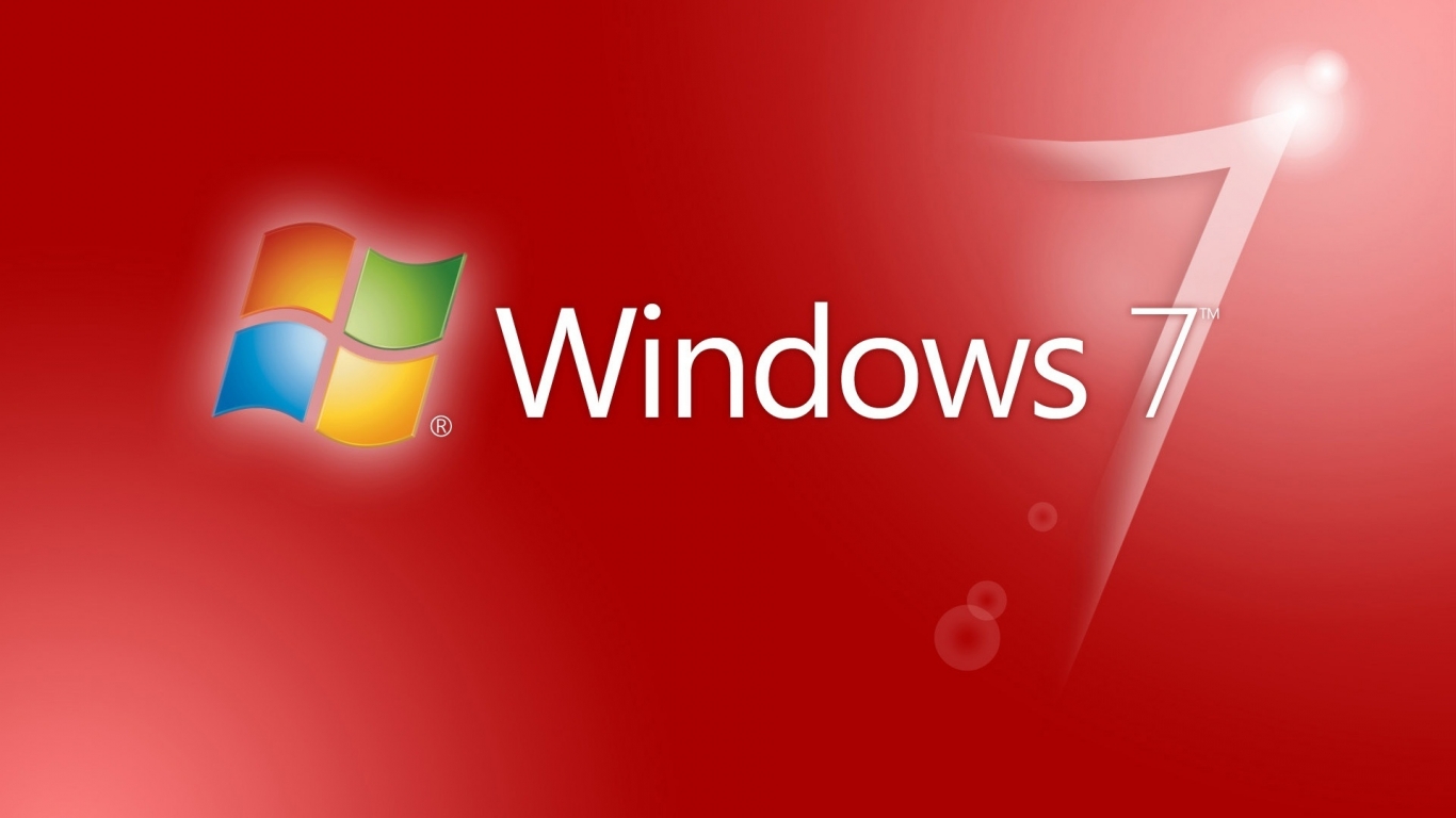 Red Windows 7 for 1366 x 768 HDTV resolution