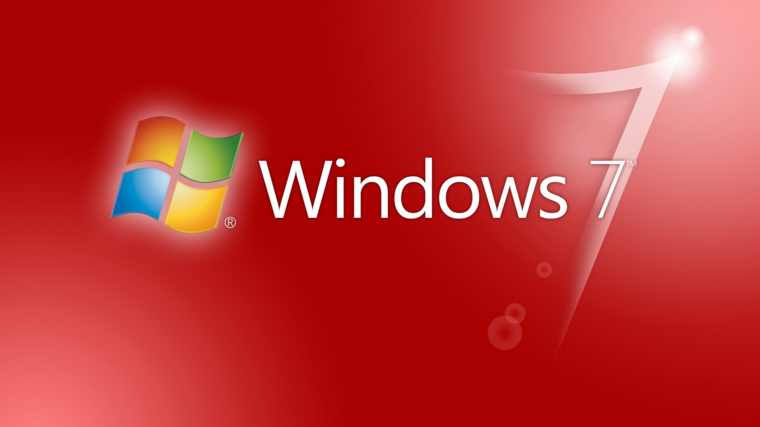 Red Windows 7 for 1536 x 864 HDTV resolution