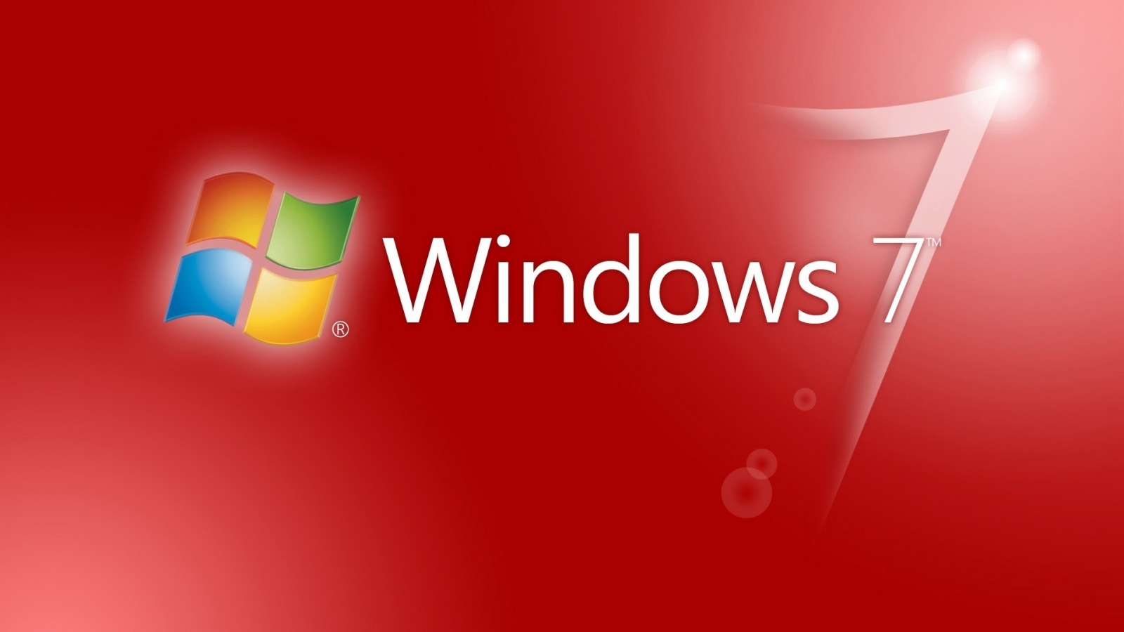 Red Windows 7 for 1600 x 900 HDTV resolution