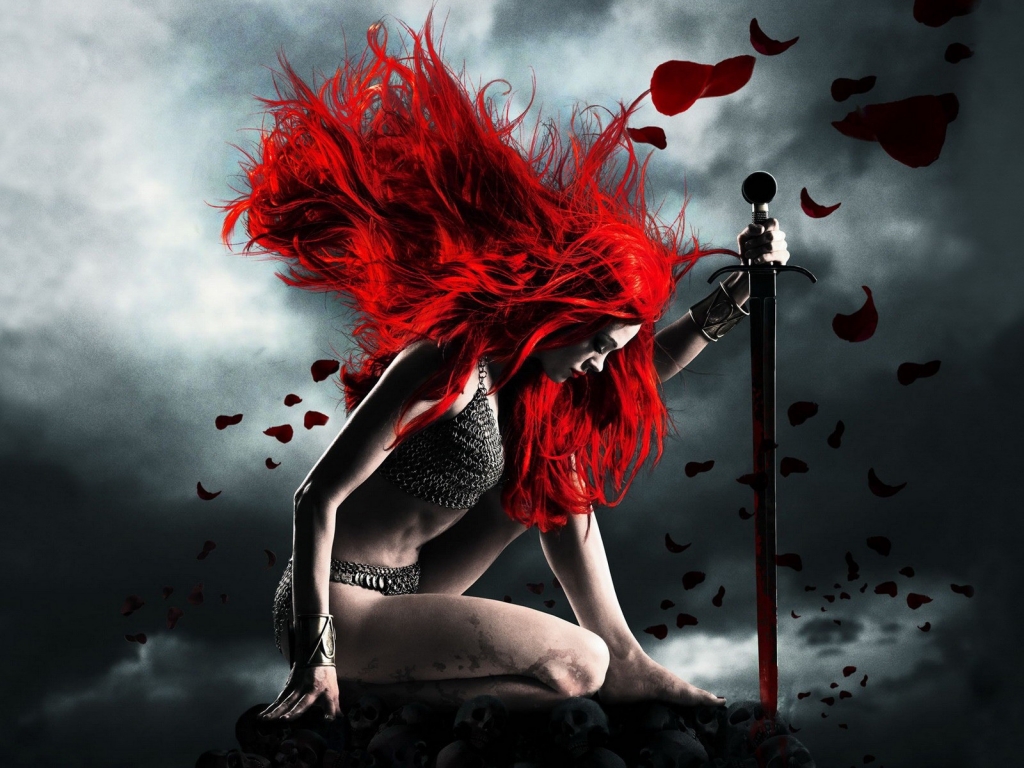 Redhead fantasy Warior for 1024 x 768 resolution