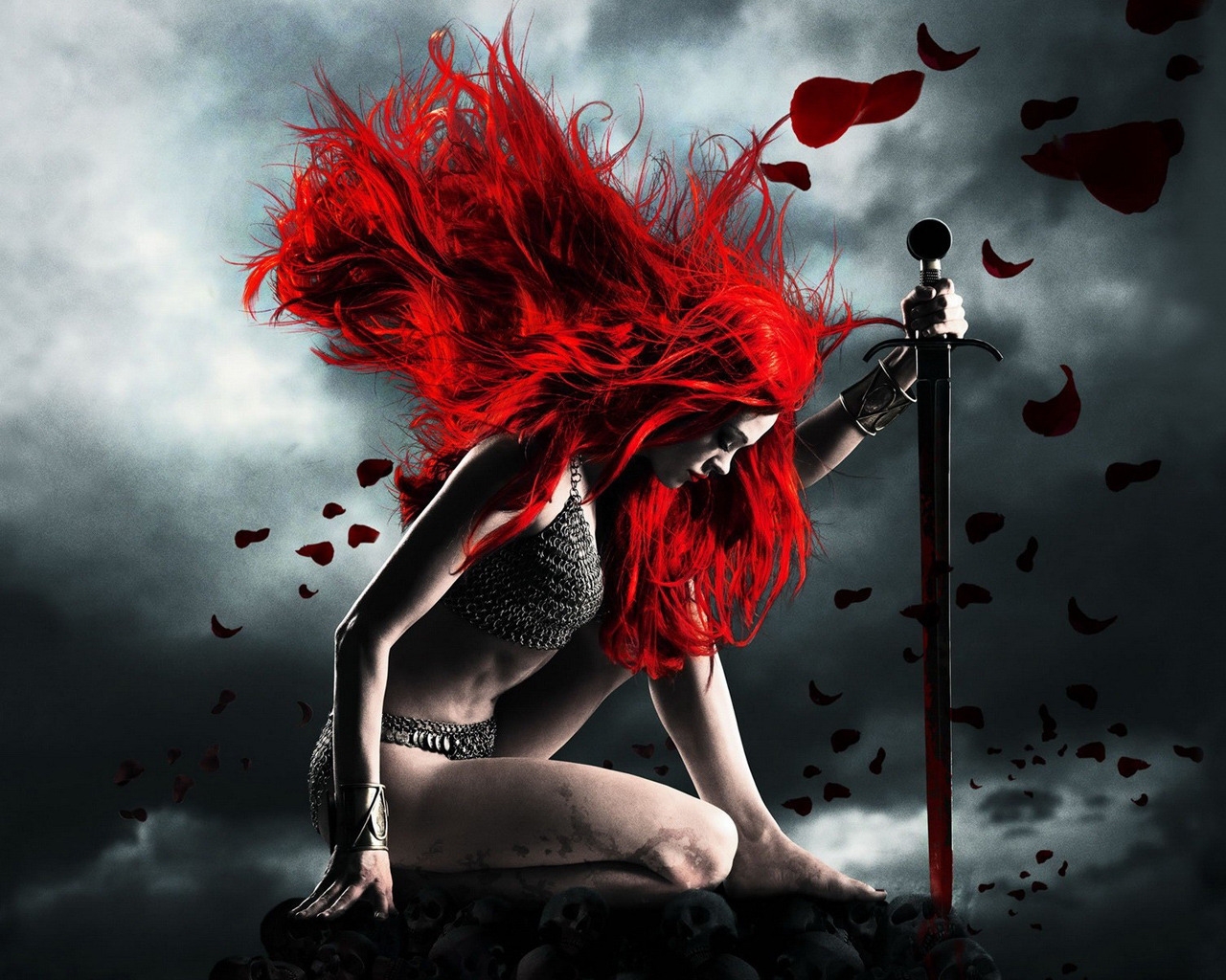 Redhead fantasy Warior for 1280 x 1024 resolution
