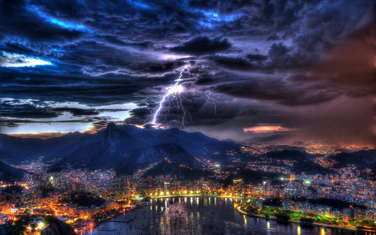 Rio de Janeiro Night View for 1280 x 800 widescreen resolution