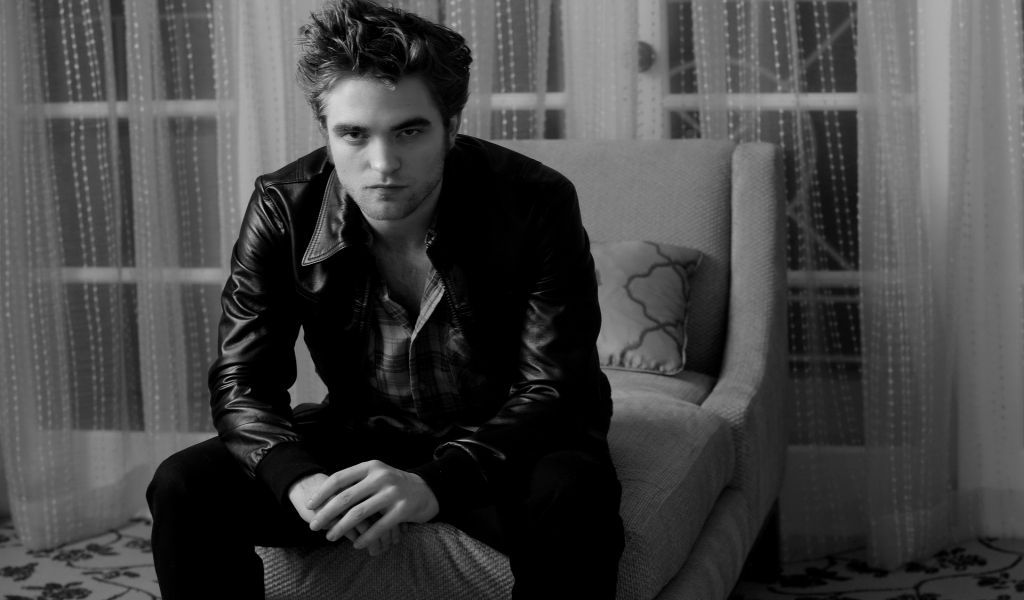 Robert Pattinson Black and White for 1024 x 600 widescreen resolution