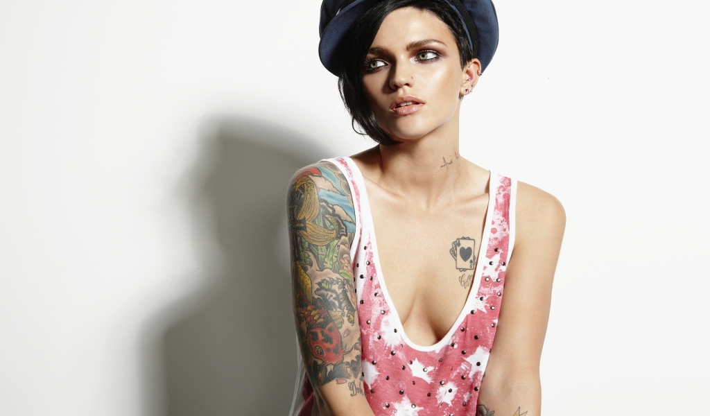 Ruby Rose Arm Tattoos for 1024 x 600 widescreen resolution