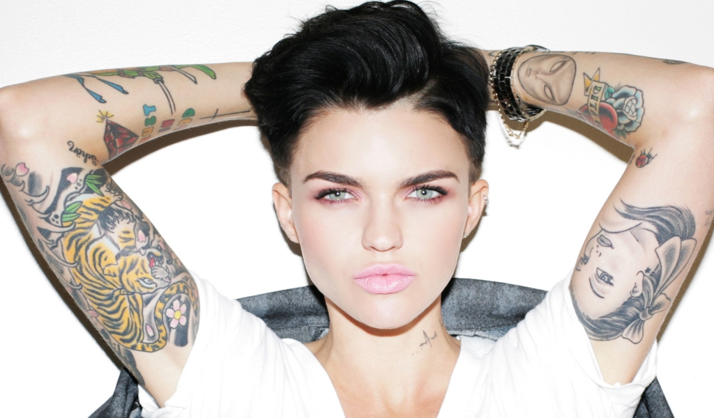 Ruby Rose Tattoos for 1024 x 600 widescreen resolution