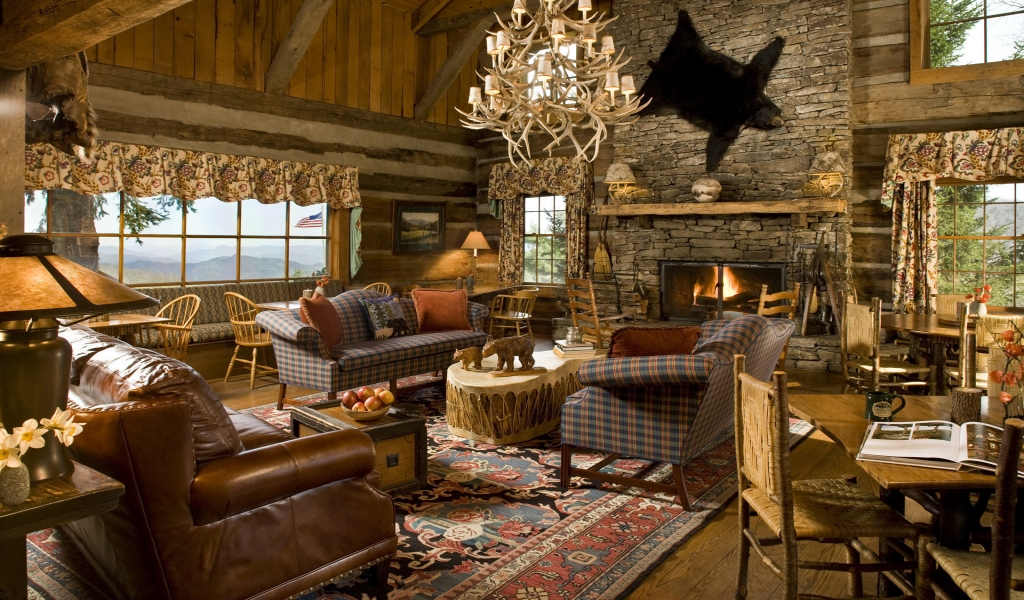 Rustic Living Room for 1024 x 600 widescreen resolution