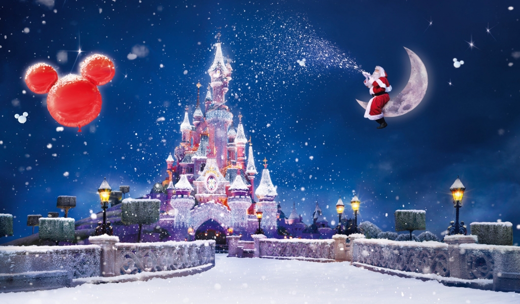 Santa Flying for 1024 x 600 widescreen resolution