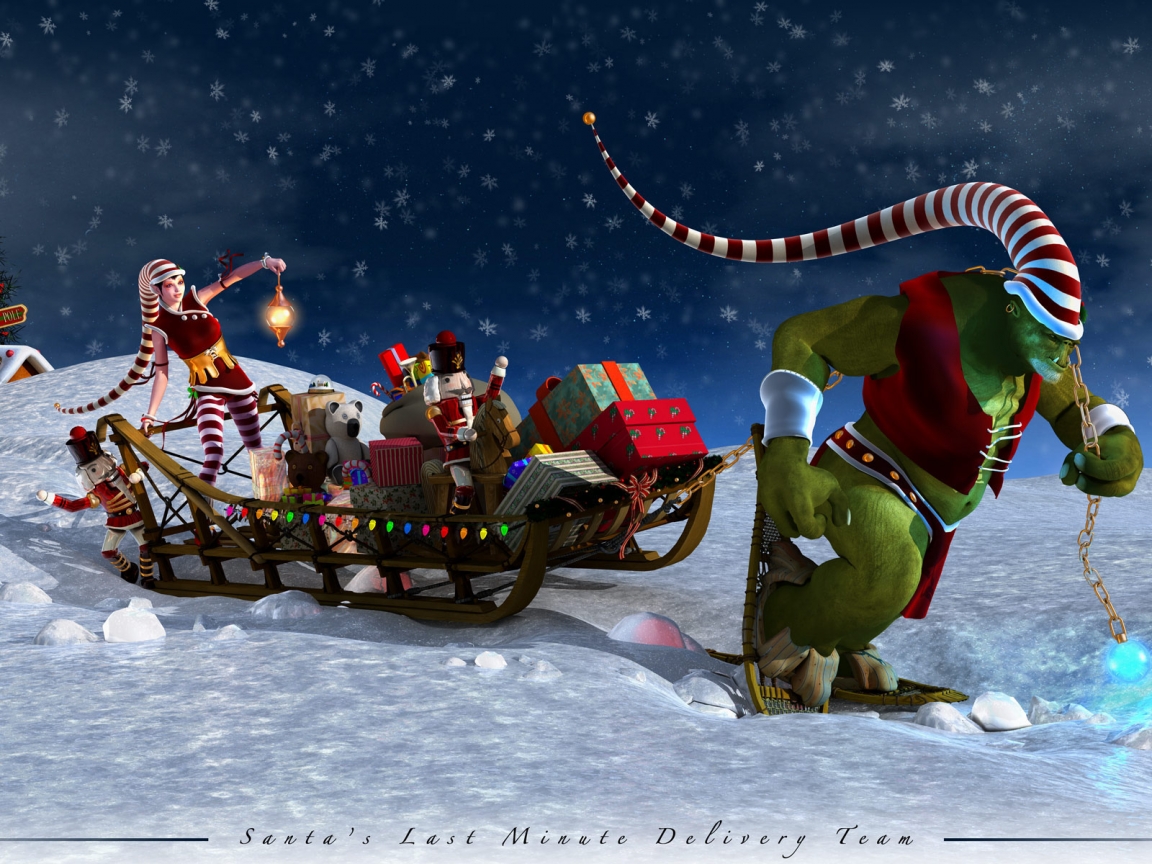 Santa Last Minute Delivery for 1152 x 864 resolution