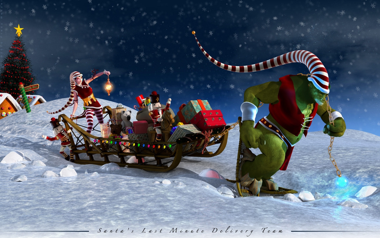 Santa Last Minute Delivery for 1280 x 800 widescreen resolution