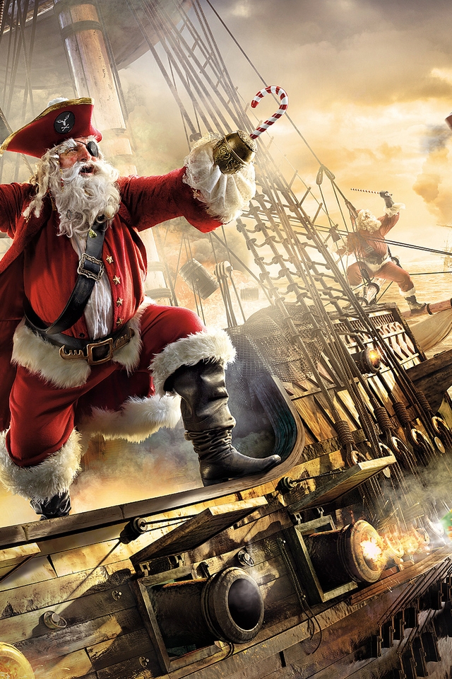 Santa Pirate for 640 x 960 iPhone 4 resolution