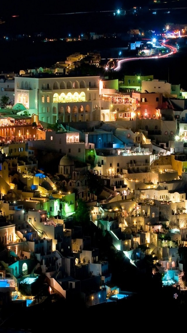 Santorini Night View for 640 x 1136 iPhone 5 resolution