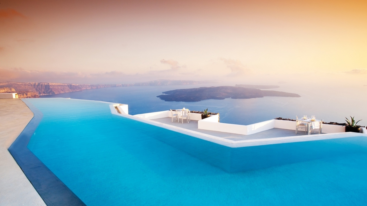 Santorini Pool for 1280 x 720 HDTV 720p resolution