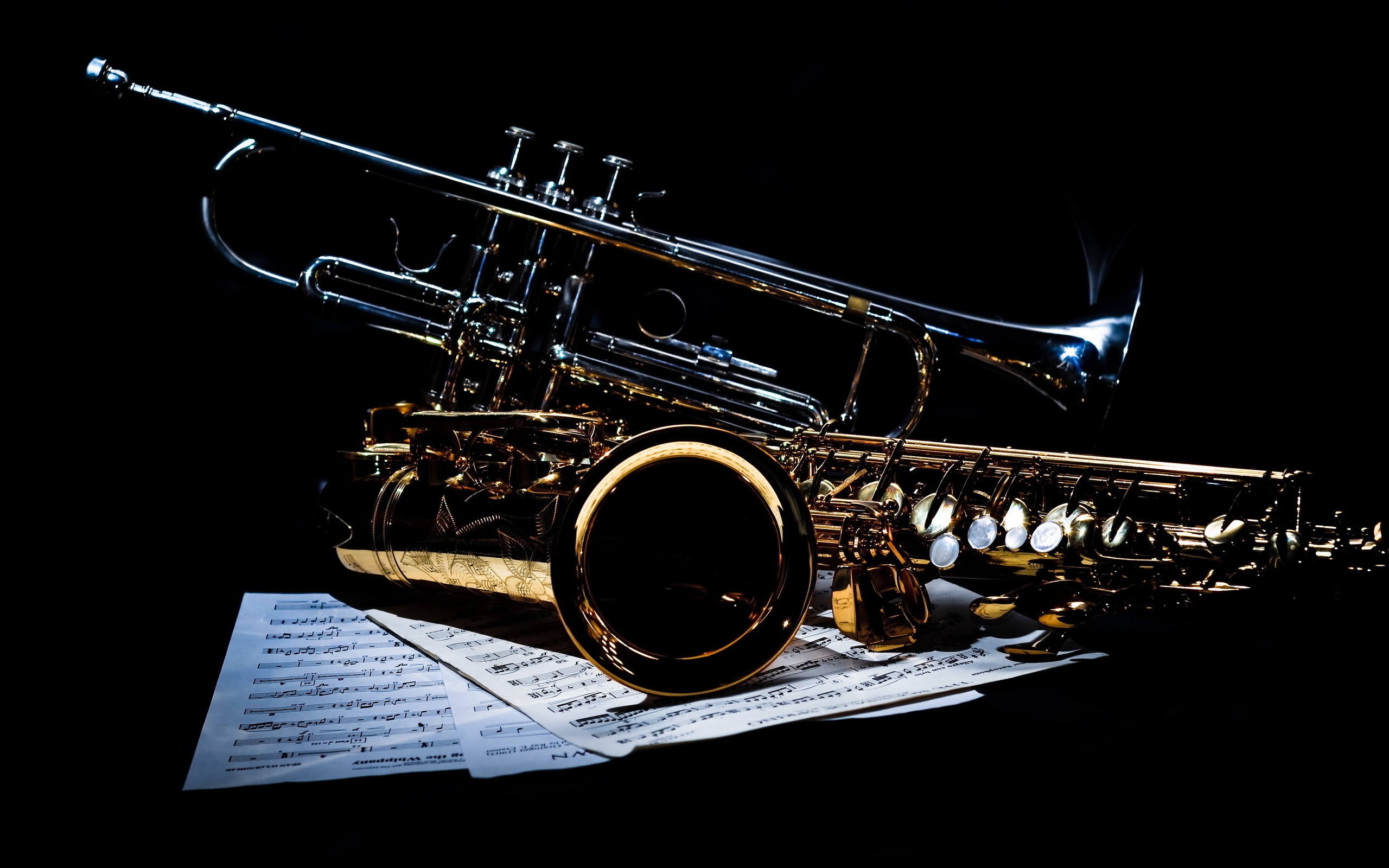 Saxophone and Trumpet 2560 x 1600 widescreen Wallpaper