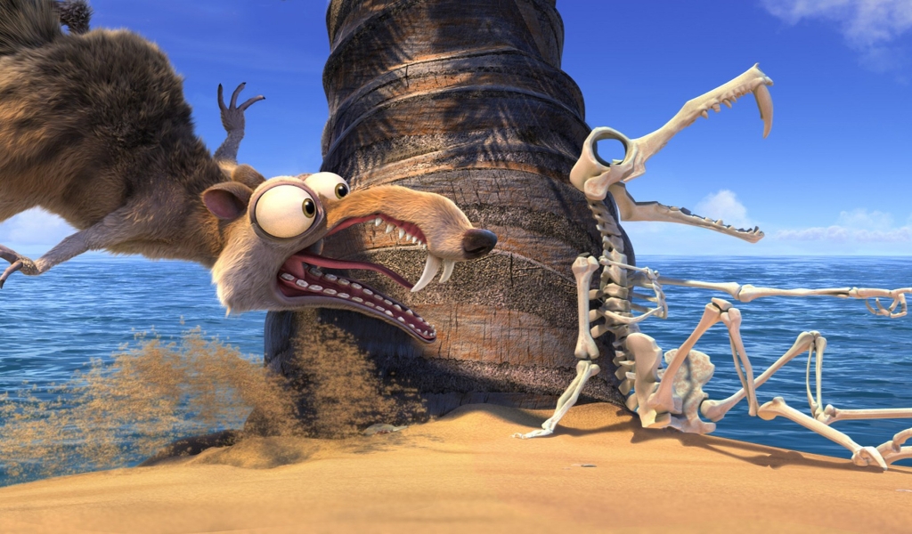 Scrat and Skeleton for 1024 x 600 widescreen resolution