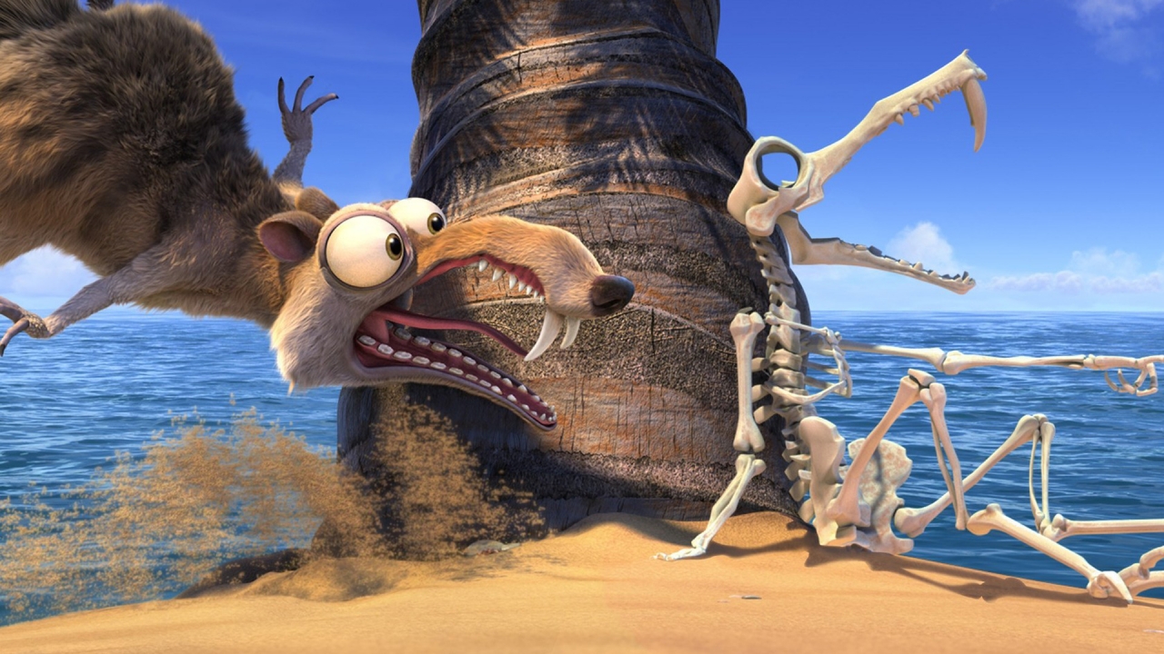 Scrat and Skeleton for 1280 x 720 HDTV 720p resolution