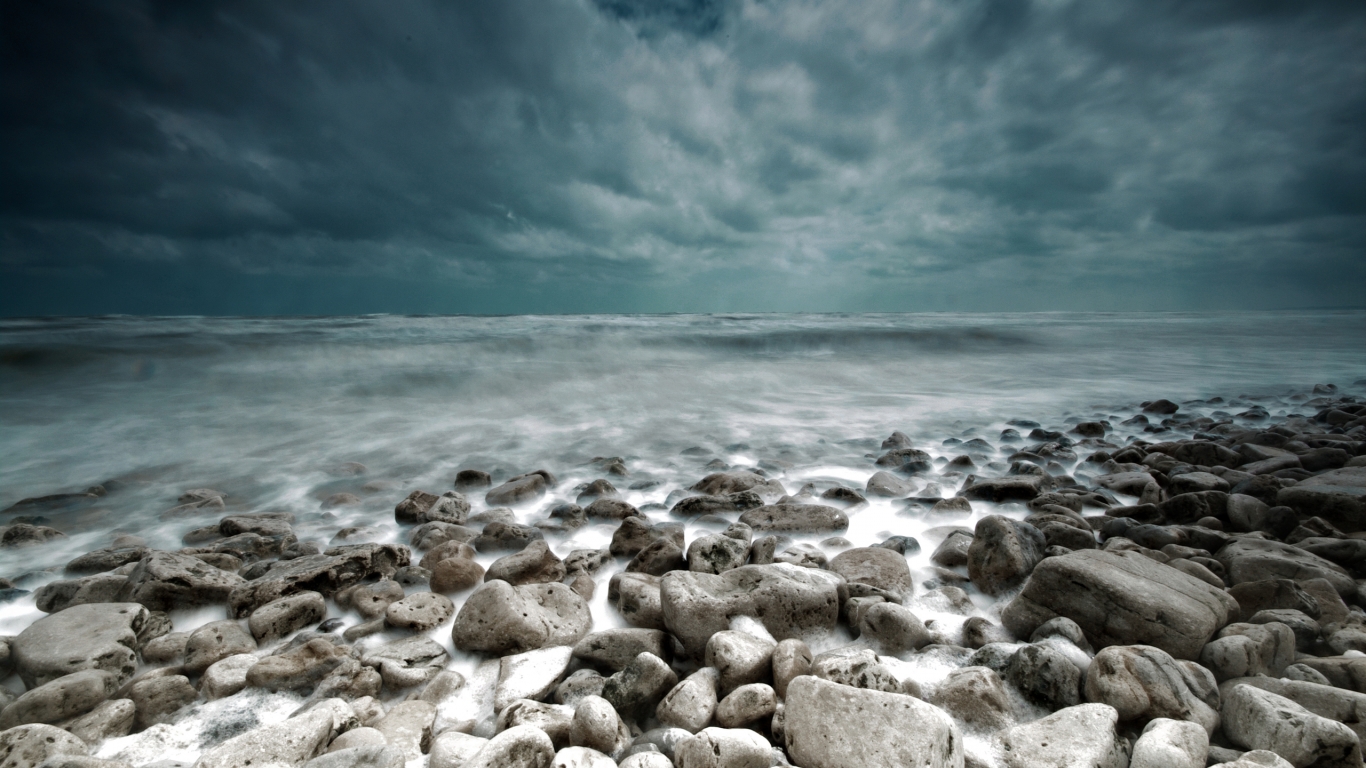 Sea and Stones for 1366 x 768 HDTV resolution